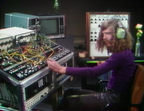 Artist Stephen Beck operating his Direct Video Synthesizer